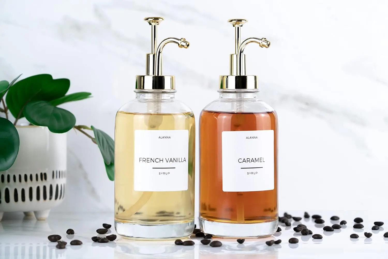 Hot Sale Transparent Glass Dispenser Bottle for Lotion with Pump Home Coffee Bar Coffee Syrup Dispenser