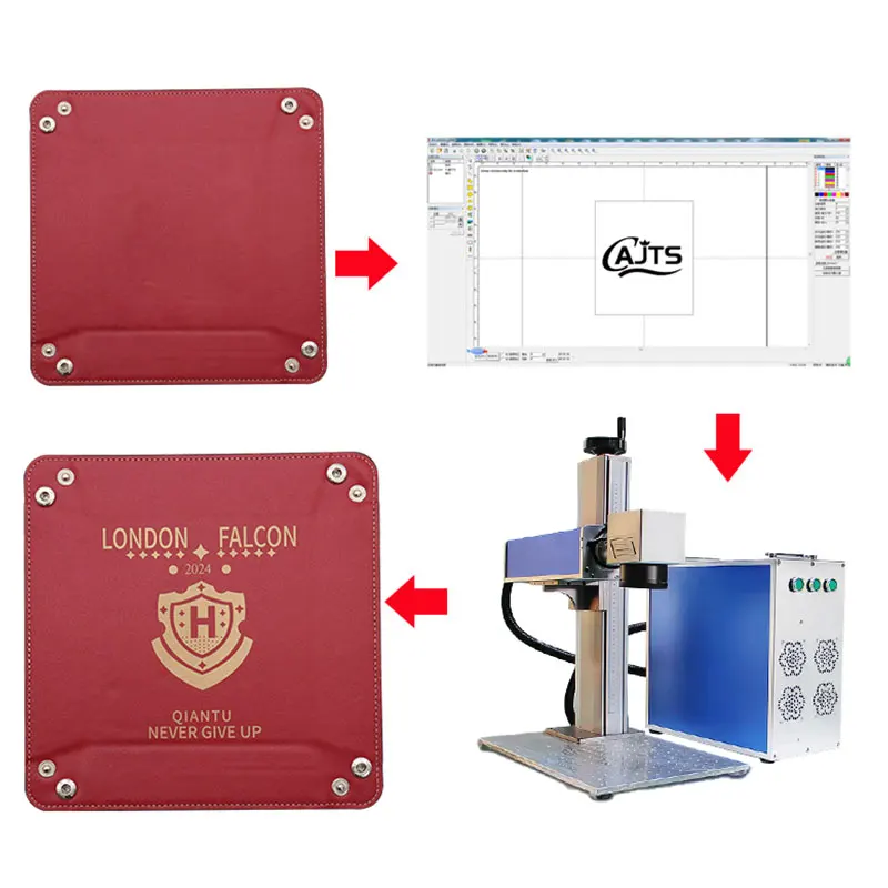 Custom Logo Laser Engraving Pu Storage Foldable Tray Square Dice Tray Coin Leather Tray