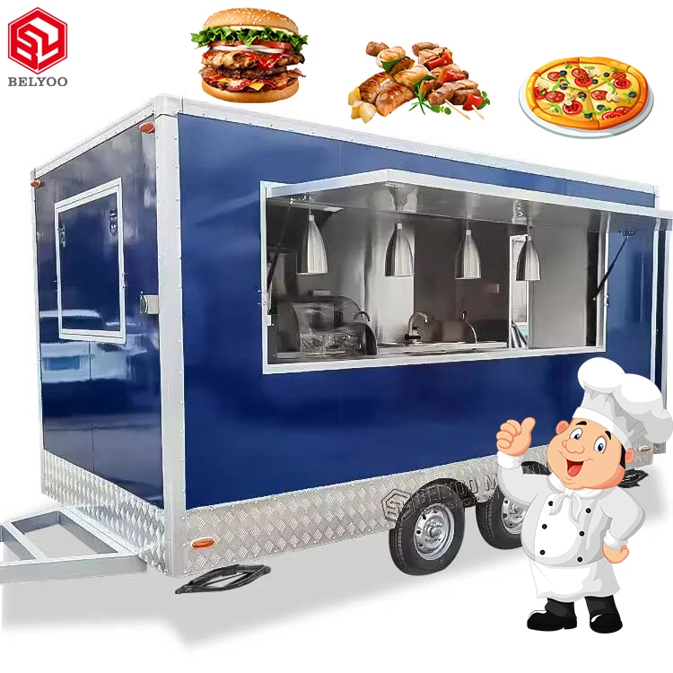 Custom Food Stall Fast Food Carts Coffee Trailer Taco Truck Pizza Van Mobile Bar Concession Food Trailer Foodtruck