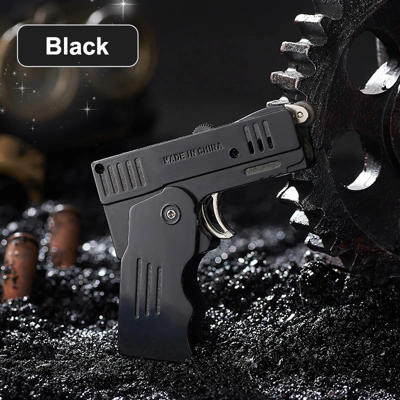 New Windproof Transformation Folding Lighter Gun Pistol Shaped Metal Refillable Cigarette Lighter