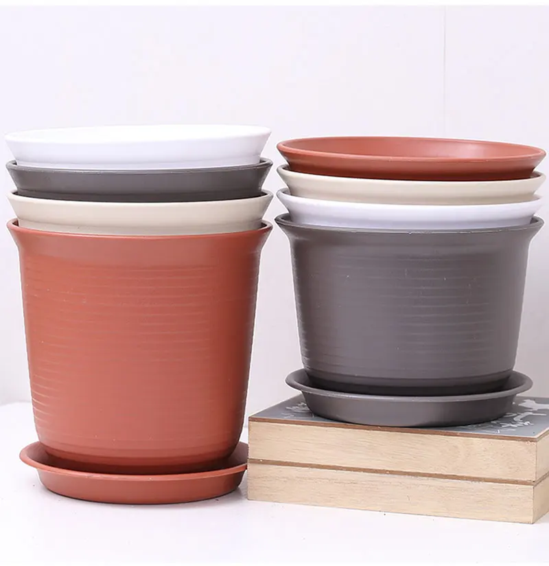 Nursery Pots for Plants Plastic Pots with Drainage Hole Saucer for Gardening Plants Flowers Garden Home Office