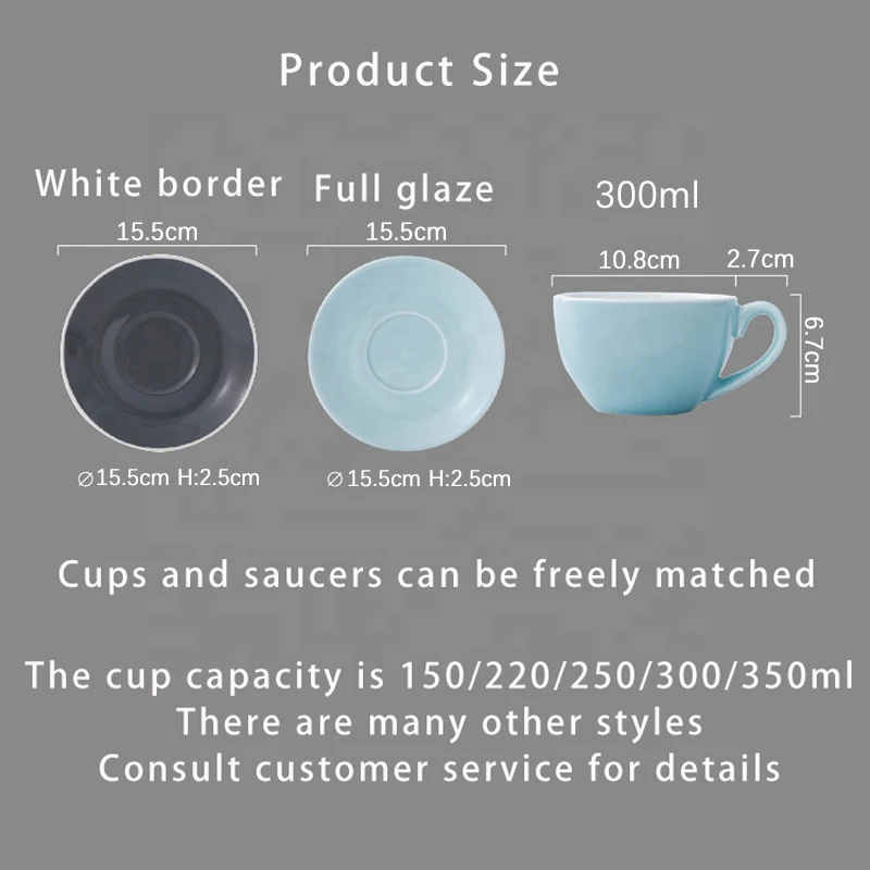 Assorted Colors Hand Made Cup Cappuccino Simple Ceramic Tea Cup And Saucer Black Coffee Cup & Saucer Set