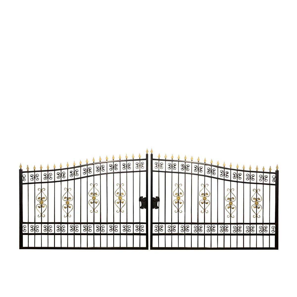 20-ft Bi-Parting Deluxe Wrought Iron Ornamental Gate, 100% Solid Forged Steel, Powder Coated