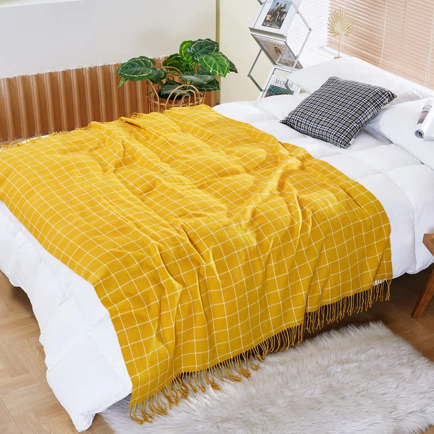 manufacturer directly supply hot warm soft popular plaid winter acrylic knit blanket