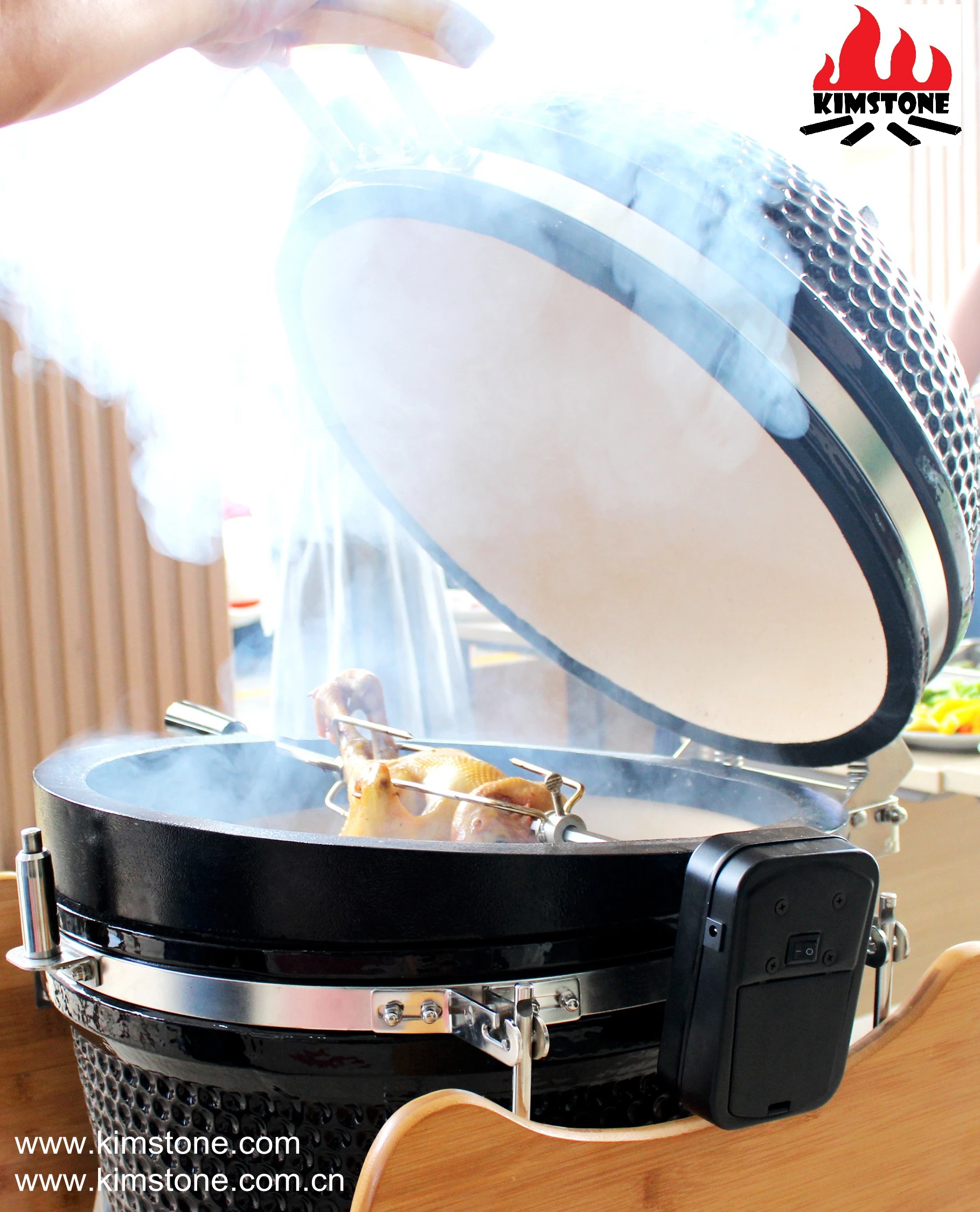 KIMSTONE   Kamado Grill Roaster Rotis Kit BBQ Rotisserie Kit Electric Rotisserie For Outdoor Camping for 21'
