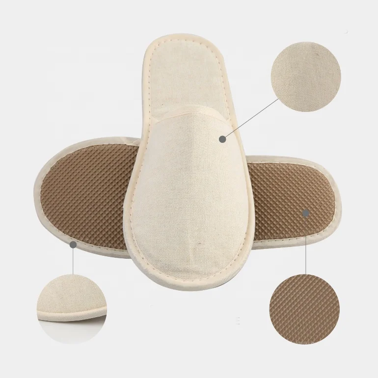 Cheap Eco Friendly Canvas Upper 5MM Straw Starch EVA Sole Comfort Closed Toe Disposable Hotel Travel Airline Slippers