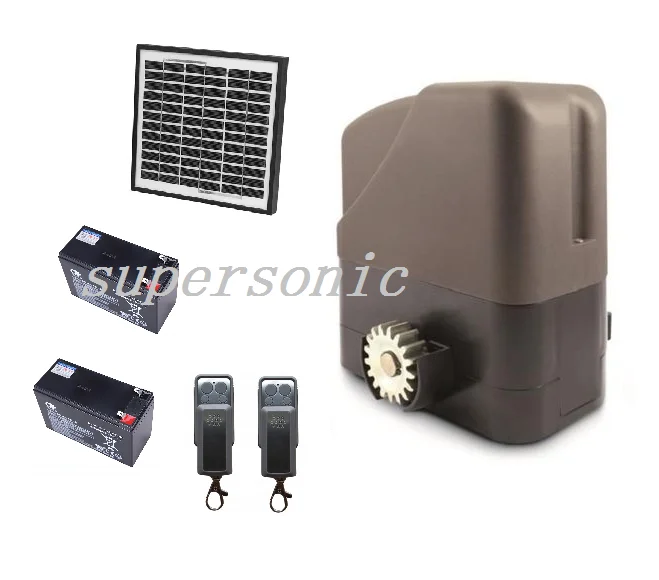 DC12V Solar Sliding Gate Opener kit include 50W solar panel and 2PCS DC12V 7AH batteries