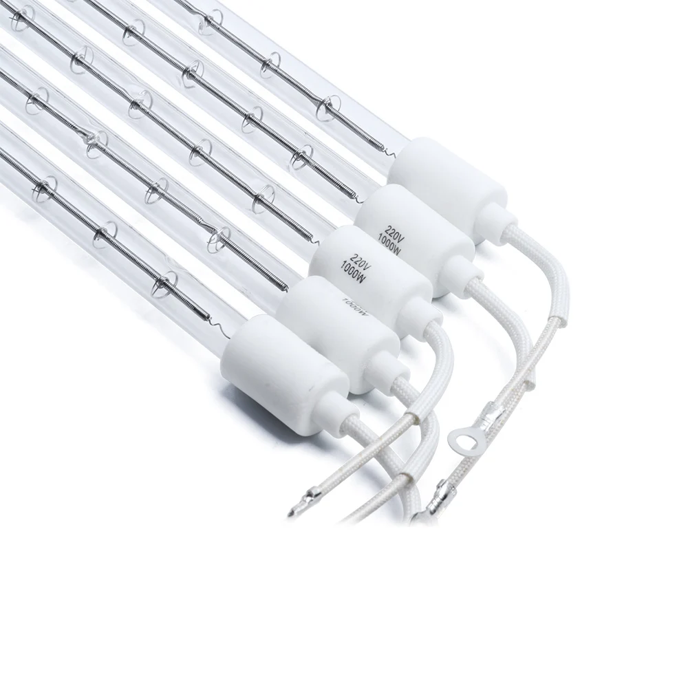 1000W 220V 330Mm Single Tube Transparent Round Ceramic Head 70Mm Infrared Sauna Heat Ir Halogen Lamp