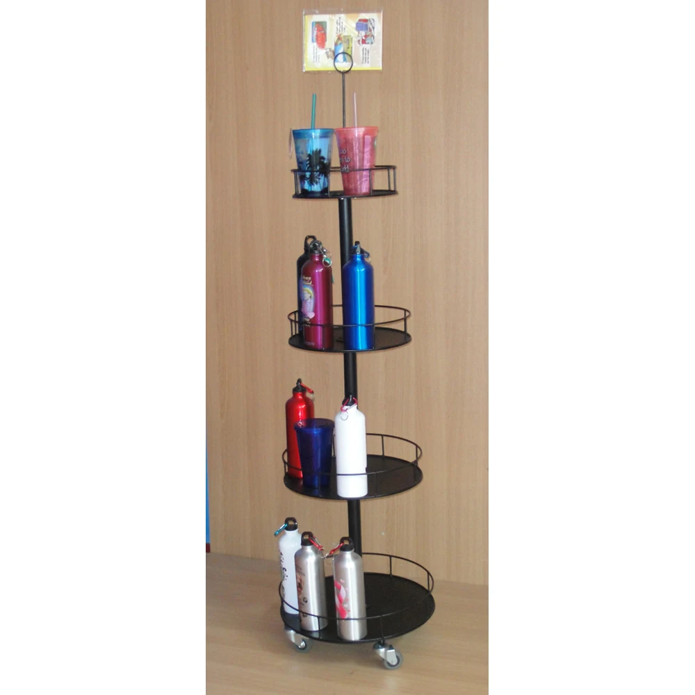 retail store exposition multi layers stacking round shape metal display shelf for bottles promotion from factory manufacturer
