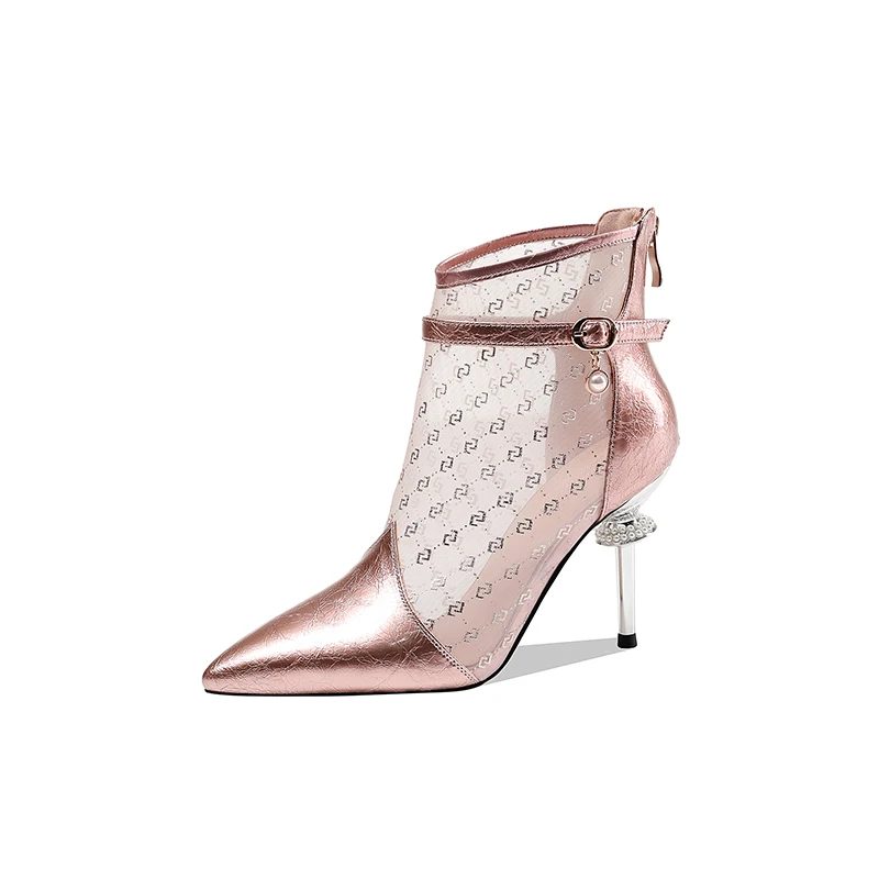 Factory sales 2021 new top layer patent leather pointed toe high heel ankle boots