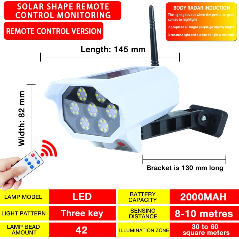 China wholesaler 2021 newest products Garden Waterproof Solar Panel Powered Simulation Security CCTV CameraWith Leds