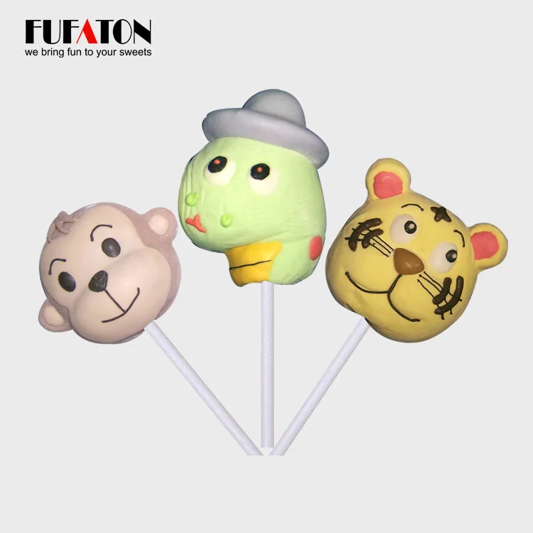 
Hot sell handmade safari forest animal marshmallow lollipops candy 