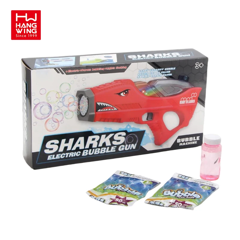 HW Boys Summer Outdoor Shooting Games Electric Shark Automatic Bubble Machine Water Gun Kids Toy Set