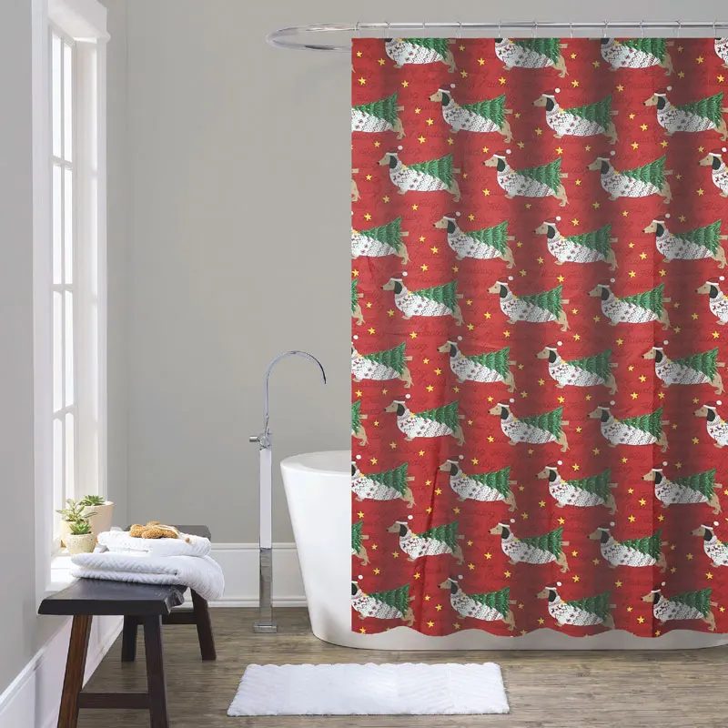 Bathroom Waterproof and Mildew-proof Christmas Shower Curtain Digital 3D Shower Curtain Printing Shower Curtain