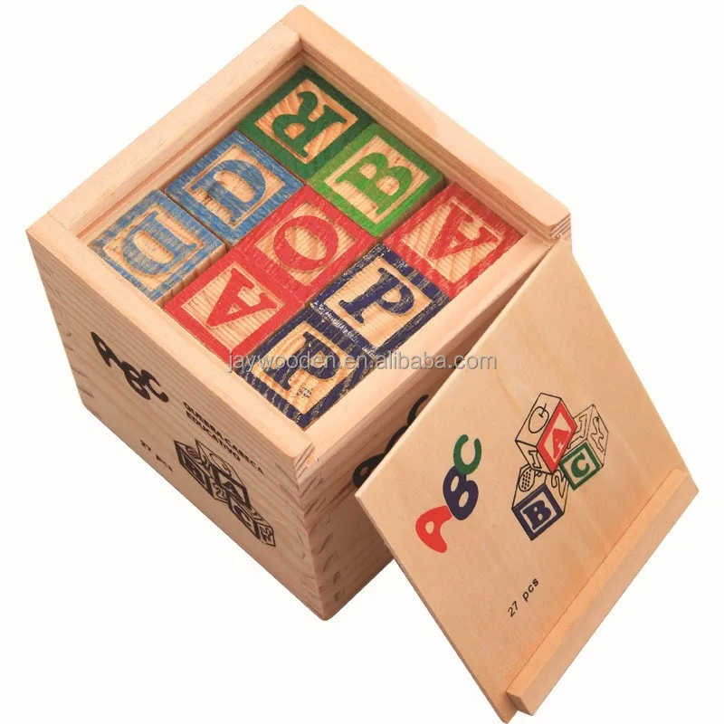 27pcs / set Wooden Alphabet Letters Stacking Blocks Crafts Kids Educational Toy  custom dice set