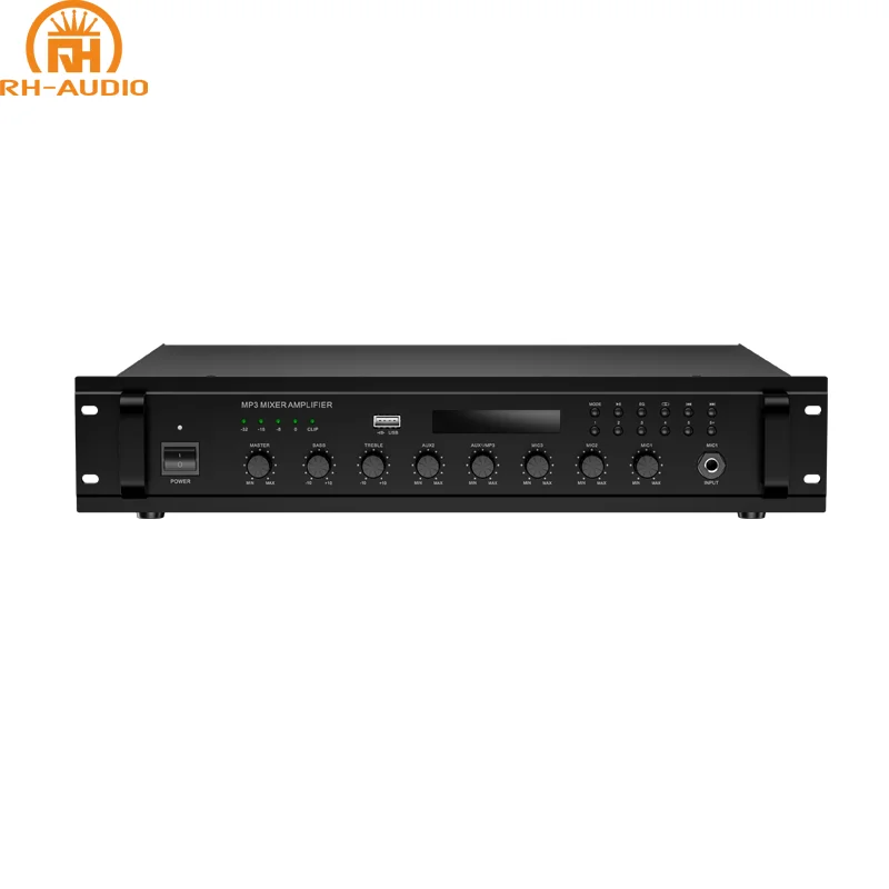 RH -AUDIO BGM Mixer Amplifier With USB/FM Tuner For Voice Announcement