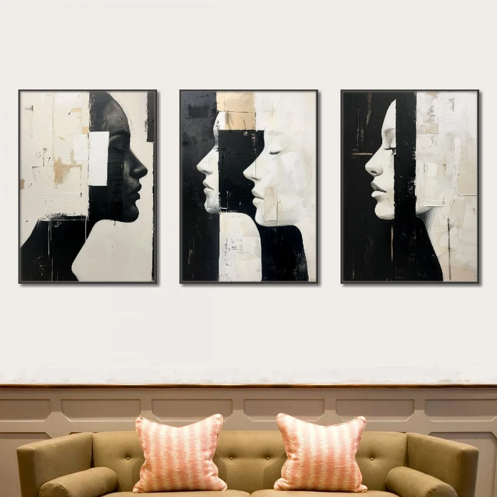 Black White Beauty Prints Western World Culture Figurative Portrait Paintings Fashion-Specific Home Decorative Framed Art