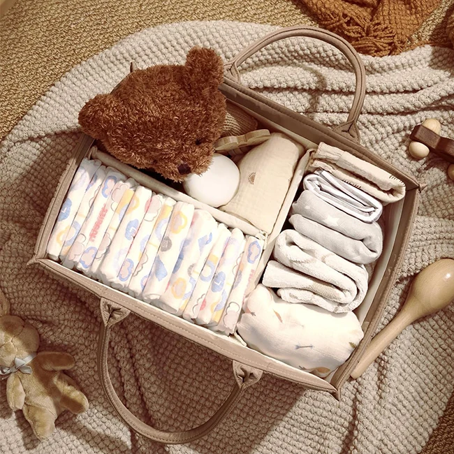 Wholesale Customized Logo Baby Diaper Caddy Basket Stylish Baby Diaper Caddy Organizer Storage Basket  for Newborn Baby