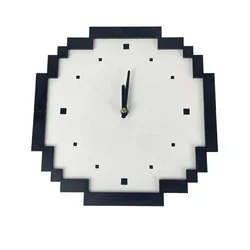 Cartoon Wall Clock Kids Clock Battery Operated Rustic Farmhouse Wooden cloud Pixel block  Decor Art Wood Base Clock