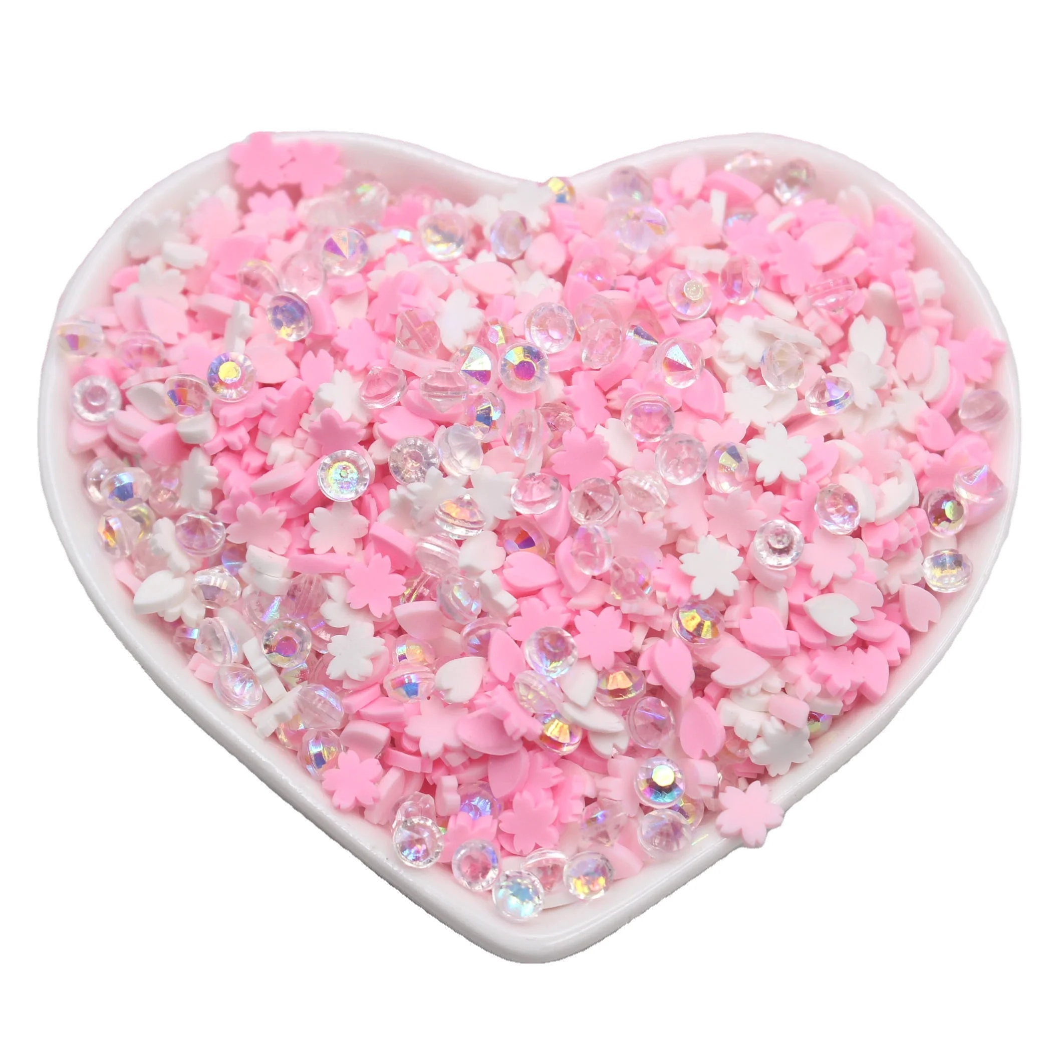 Popular Item 5mm Sakura Blossom Polymer Clay Slices Faux Diamond Sprinkles Slime Supplies DIY Crafts
