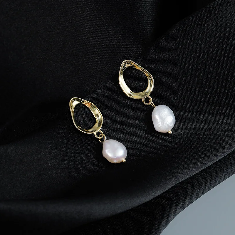 Freshwater pearl earrings 925 sterling silver fine jewelry 18K gold plated earring 2022 women
