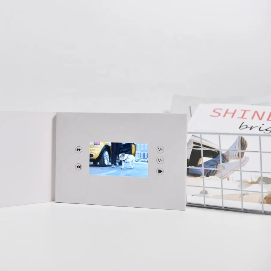Custom printing booklets paper video brochure lcd screen high quality video card inch usb upload video greeting thank you card