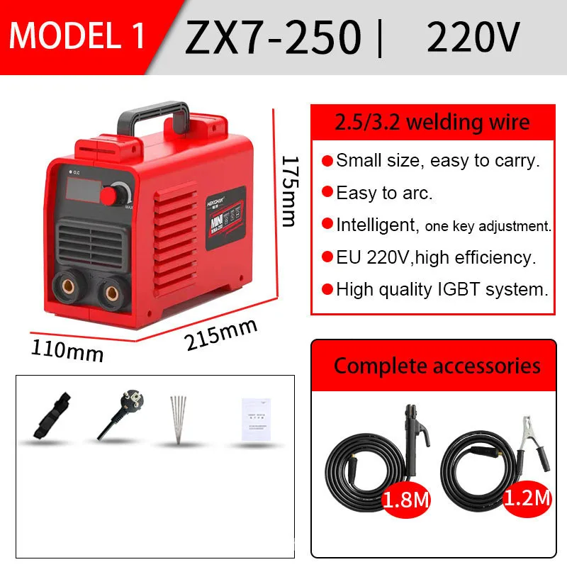 220V портативный мини сварочный аппарат MMA-250 дуговой сварочный аппарат IGBT инвертора MMA 250A материалов для сварки и резки Ac Dc медный провод бытовой маленький сварочный аппарат ZX7-250