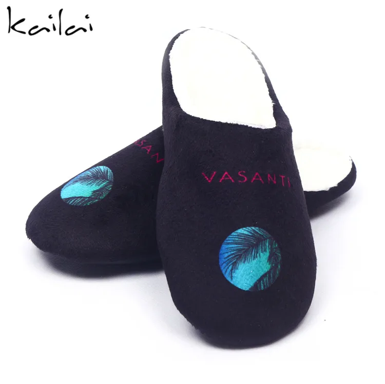 Wholesale Custom Disposable Indoor Slipper Luxury Black Hotel Slippers With Logo