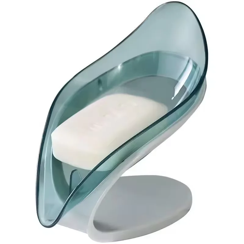 Plastic Leaf Drain Box Soap Tray Holder Leaf Shape Suction Cup Soap Dishes for Bathroom Hotel Soap Dish Holder Opp Modern ABS