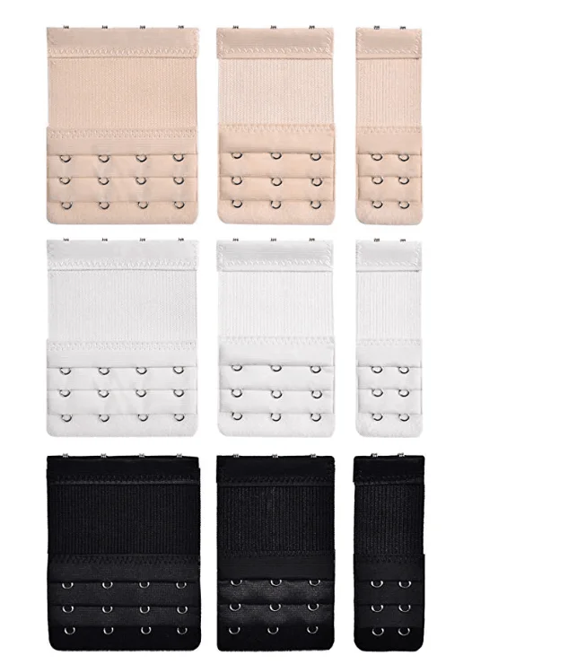 Custom Packaging 2/3/4 Adjustable Nylon Hook Bra Extenders Elastic Bra Strap Extenders