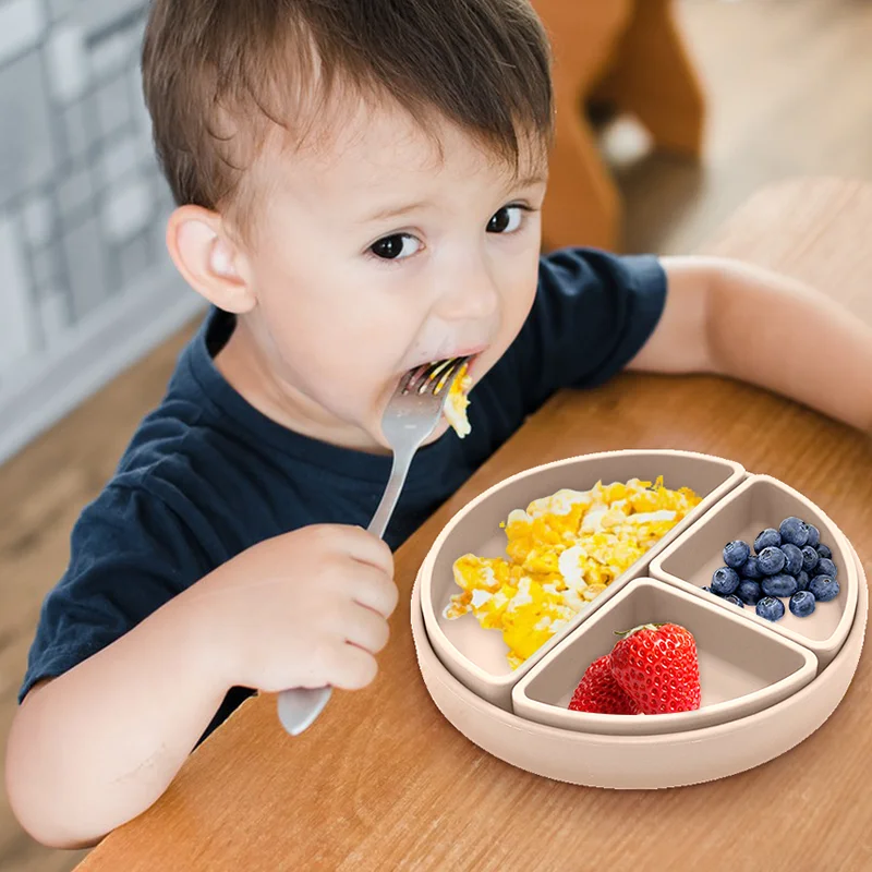 Toddler Silicone Suction Plate Divided Bpa-free Baby Led Weaning Plate