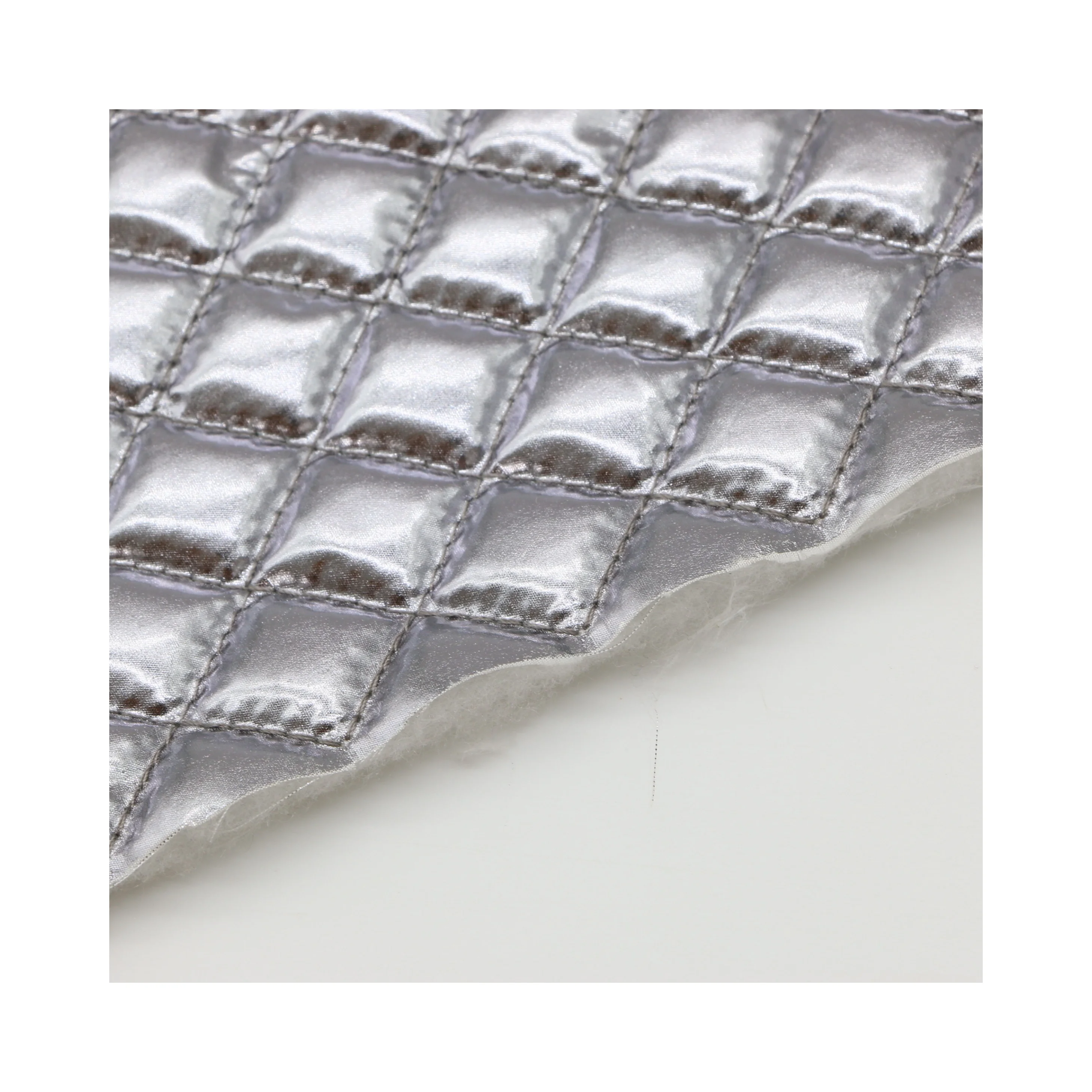 High Quality Waterproof 300T 100% Polyester Taffeta Silver Bronzed Diamond Quilting fabrics