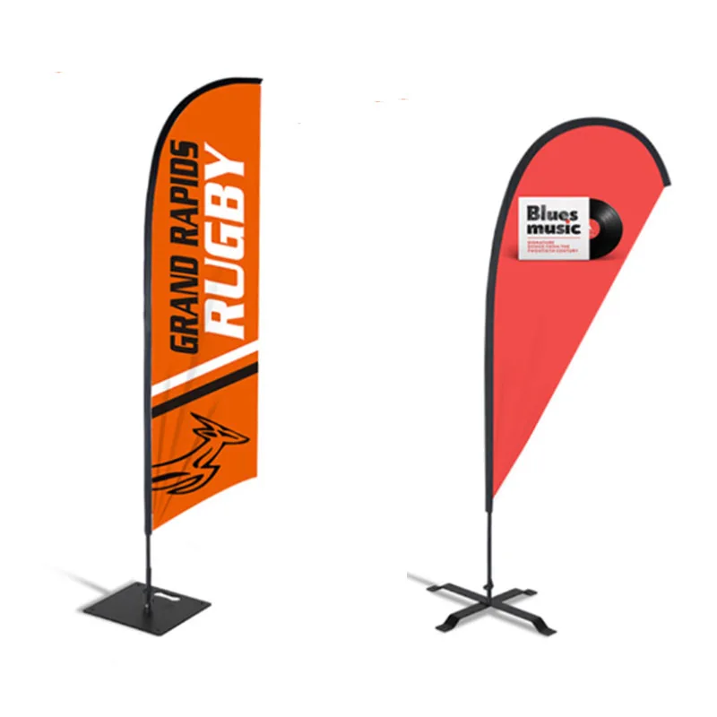 Low Price Outdoor Display Custom Logo Single Double Sides Printing Polyester Teardrop Flag banner Beach Feather Flag