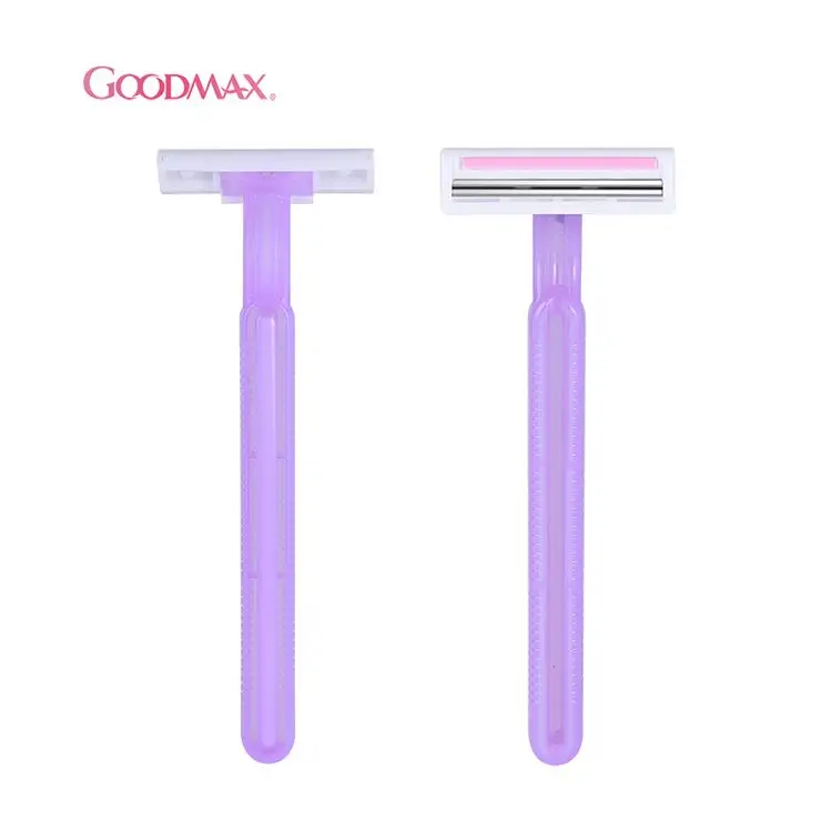 Goodmax Custom Logo Plastic Shaving Razor Women Changeable Disposable Twin Blade Razor