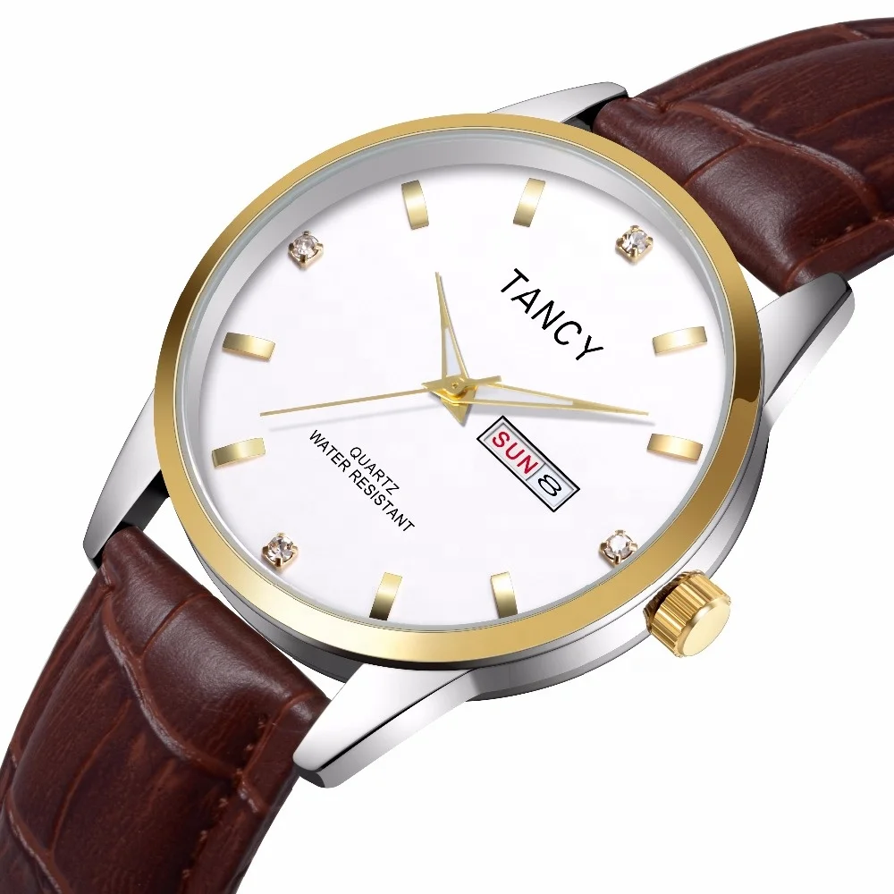 Guangzhou factory OEM customize  logo Alloy watch thinner PU leather band simple dial unisex luxury watch