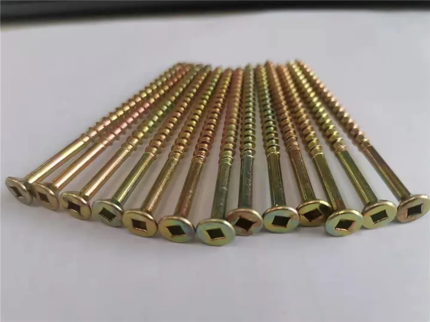New Arrival Yellow Zinc Square Drive CSK Chipboard Decorative Wood Screw From Factory Manufacturer