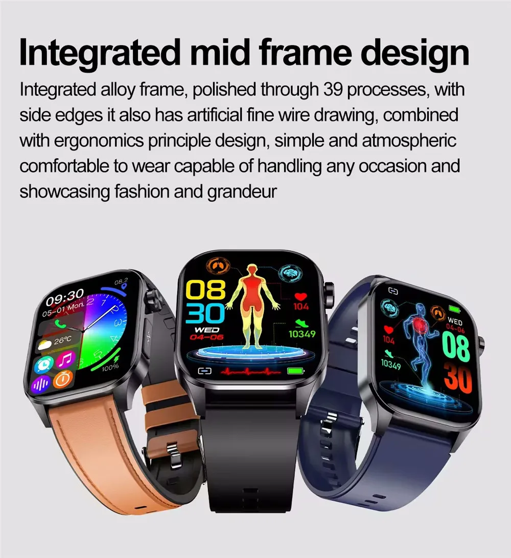 Eseed 2.04 inch  Screen ET580 Smartwatch Uric Acid Blood Lipids Fat HRV ECG Health Smart Watch with SOS call function Watches