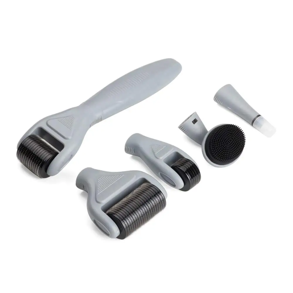 Derma Roller Microneedling Kit For Home Skincare Cosmetic Non-Invasive Micro Needle Tool For Beard Hair Growth 4 Rollers