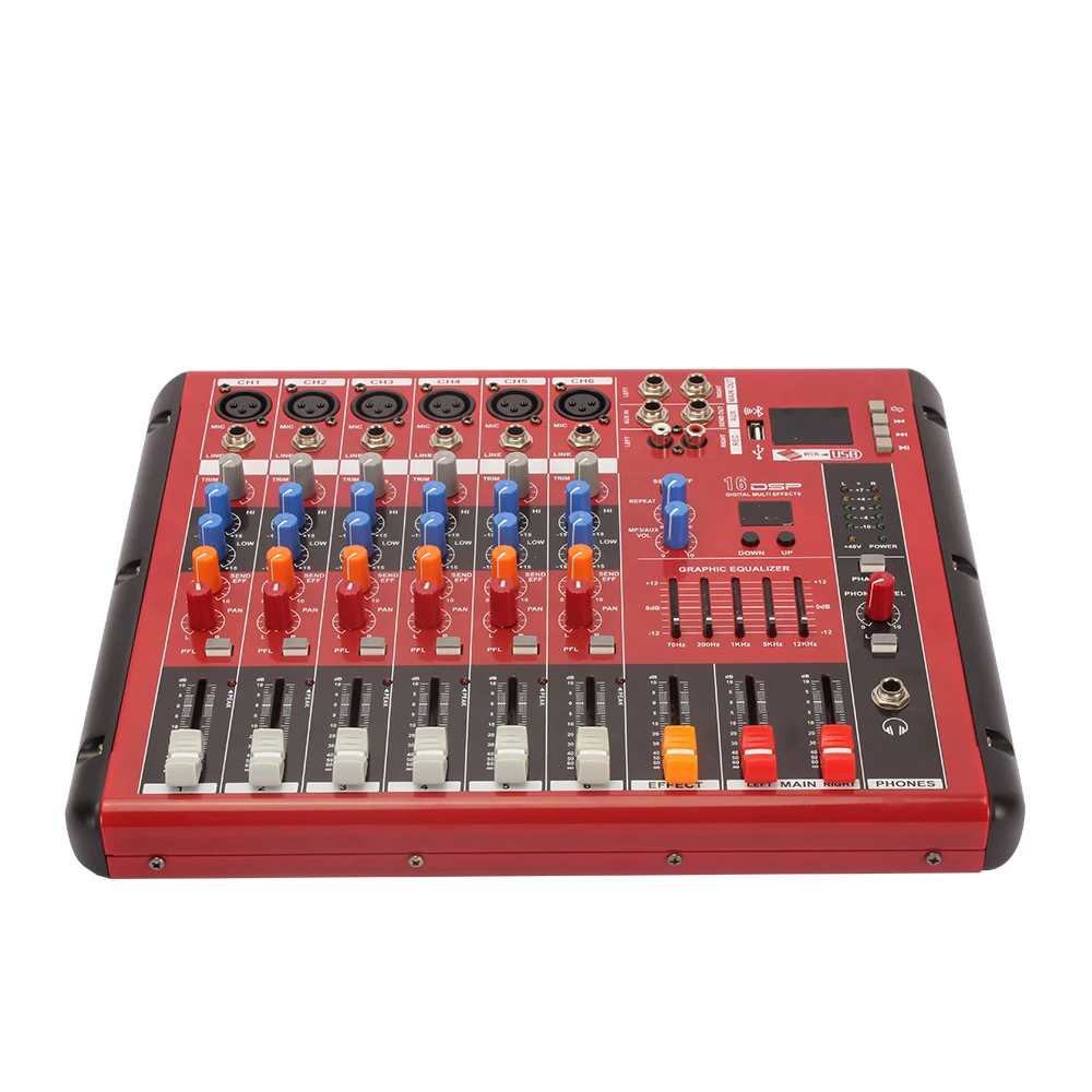 Audio Mixer SMR601 6 Channel USB Interface Controller Best Sound  Effect Mixer DJ Console For Home And KTV Music Karaoke