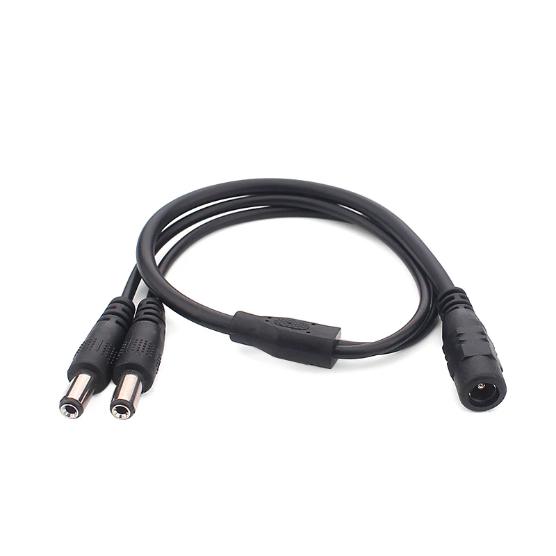 1 To 2 Way 2.1x5.5 mm / 2.5x5.5 mm 12V Female To Male DC Power Cable DC Splitter Cable 1 To 2