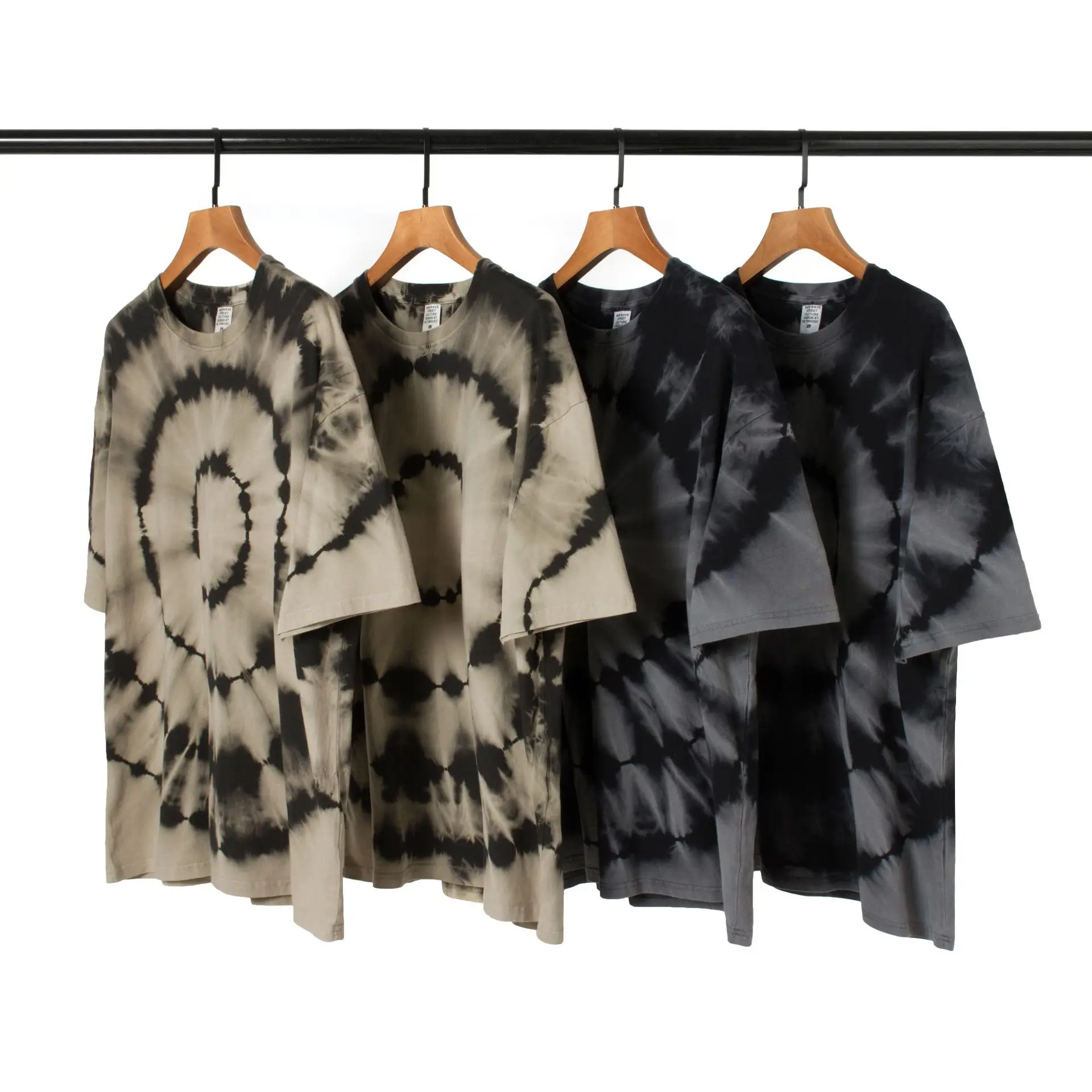 
2021 summer design photosensitive disc glare tie-dye short-sleeved dark high street style T-shirt men 