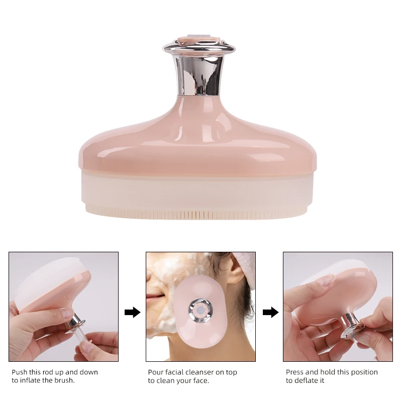 New Concept Silicone Exfoliating Scrubber Super Soft Air Pump Facial Foaming Brush Deep Cleansing Brush for Skin Care Use