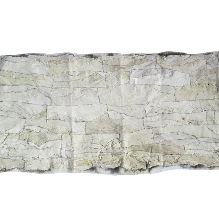 Low Price Real Fur Skin Plate Scraps Hare Color Rabbit Fur Belly Plate