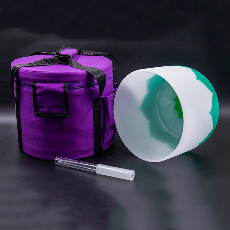 AMAZING BRAND Chakra Frosted candy colored Crystal Quartz Singing Bowl for meditation and sound healing with C D E F G A B notes