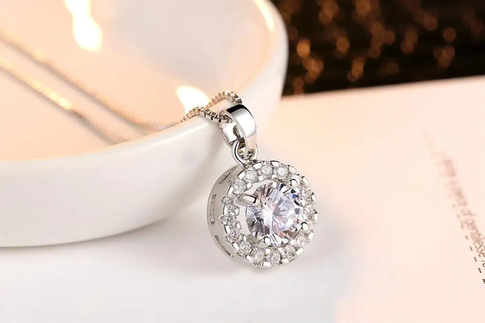 WLN14E78 AAA round Cubic Zircon jewelry set Fashion Earrings Pendant Necklace Jewelry Set