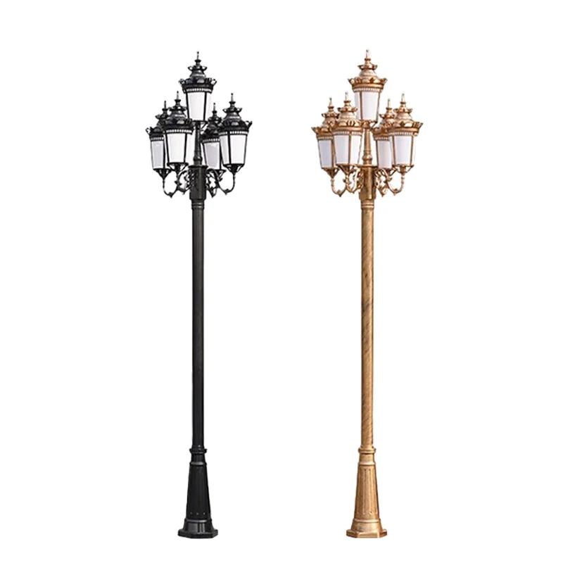 Decorative Aluminum Post Top Lantern Antique LED Street lights outdoor garden solar led lawn bollard lights solar garden lights