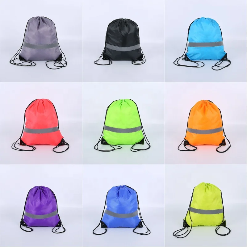 Custom 210d polyester drawstring reflective sport shoe bag with logo