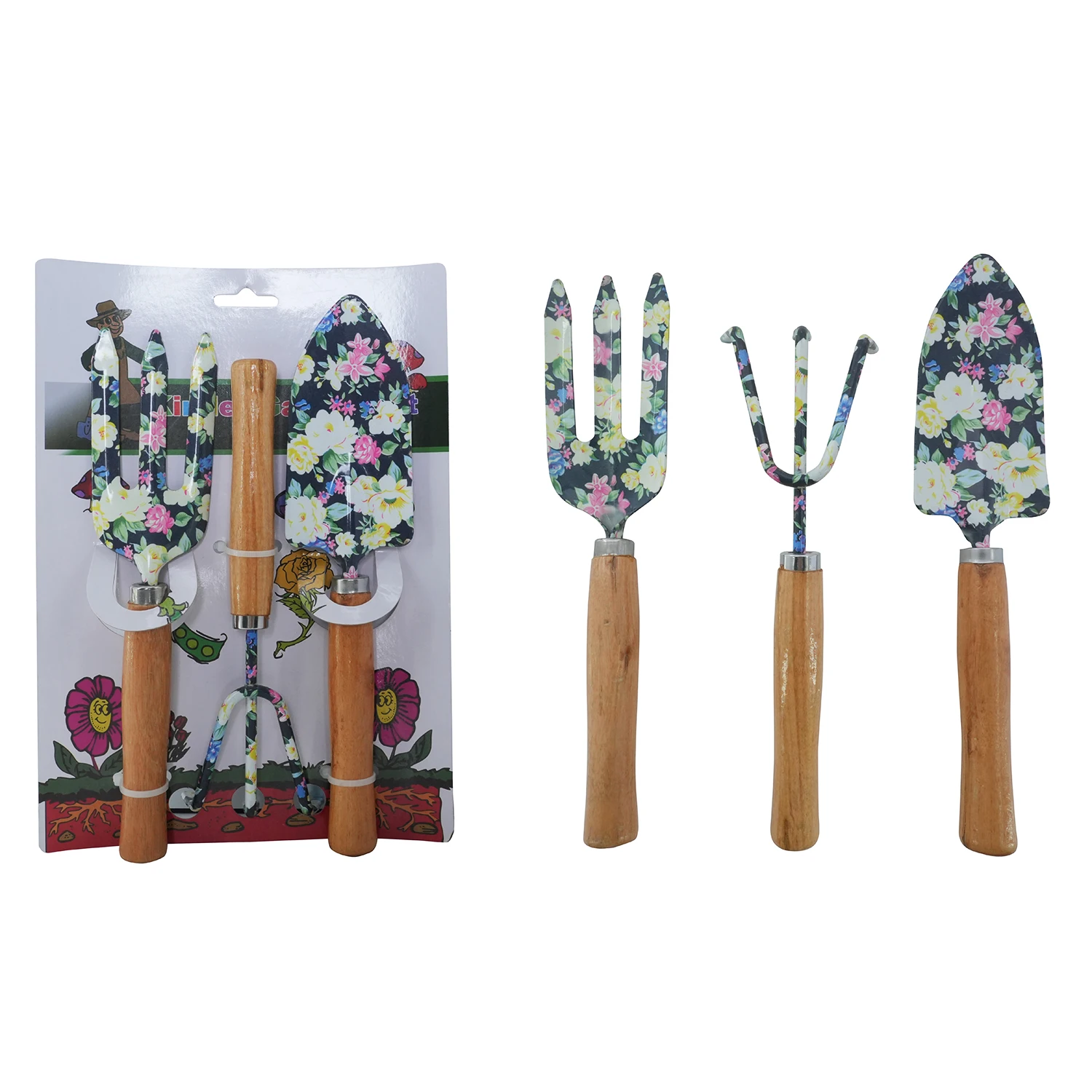 Winslow & Ross wholesale 3 in 1 home garden supplies tools wooden handle manual hand tool kits