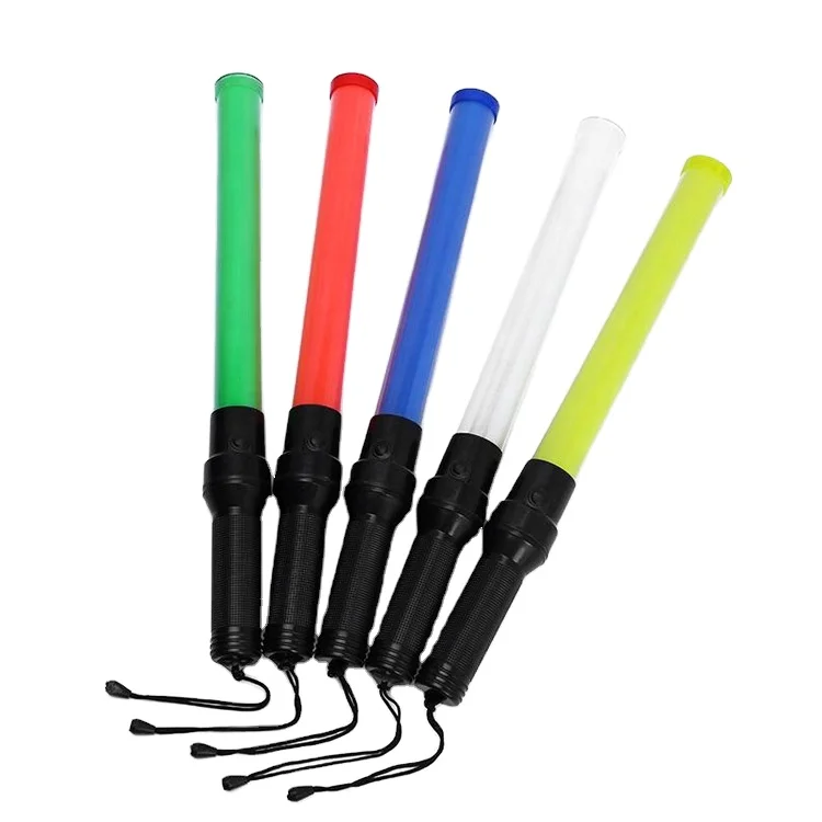 High Brightness Dry Battery 29cm Length Green Color LED  Alternating Flashing Safety Signal Wand Traffic Baton Light