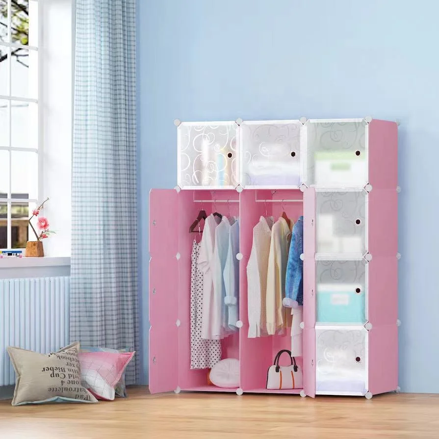 12 cube simple style foldable plastic portable clothes wardrobe cabinet